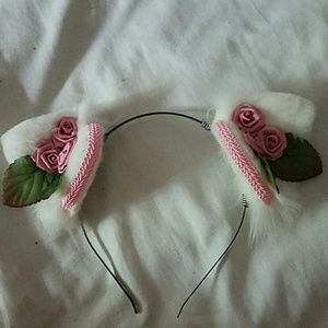 white furry kitten ears